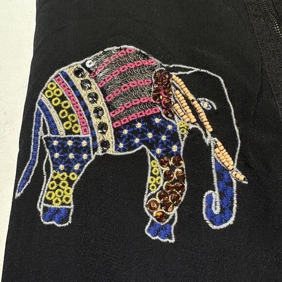 Anthropologie Leifsdottir Embroidered Beaded Elephant Elefanten Dress Size 4 - Picture 4 of 9